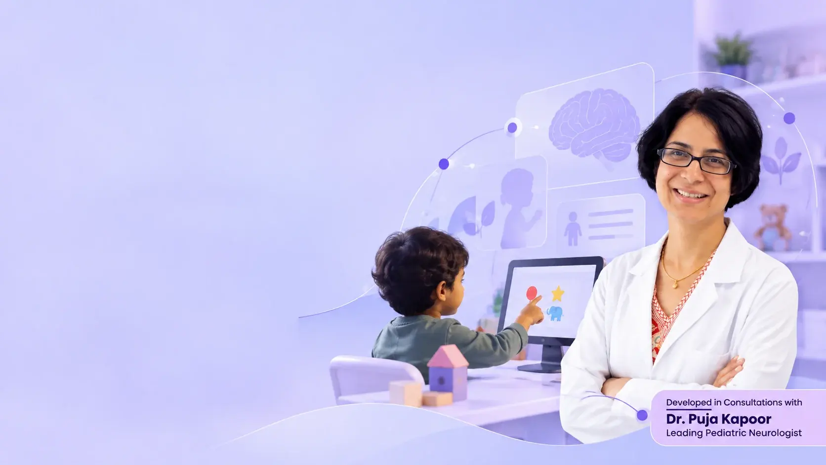 Dr. Pooja Kapoor screening a child with Aignosis